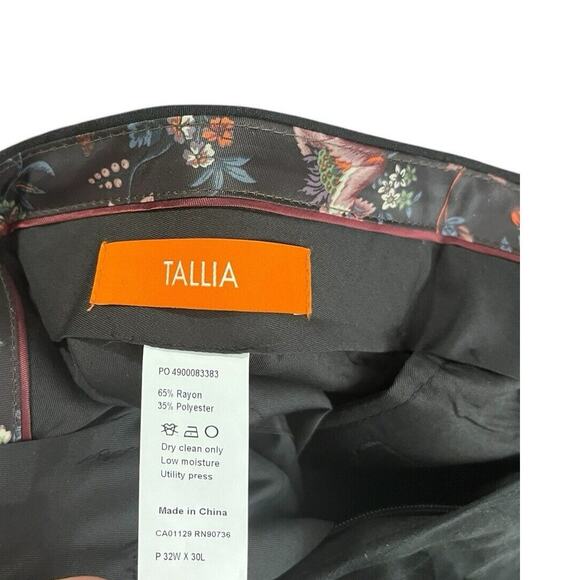 Tallia Pants Men's Black Bird Print Tonal Suit Dress SlimFit 32 NWT Quiet Luxury - Picture 12 of 12